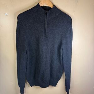 Naadam Mens Size Large Signature Cashmere Wool Half Zip Dark‎ Gray Outdoor